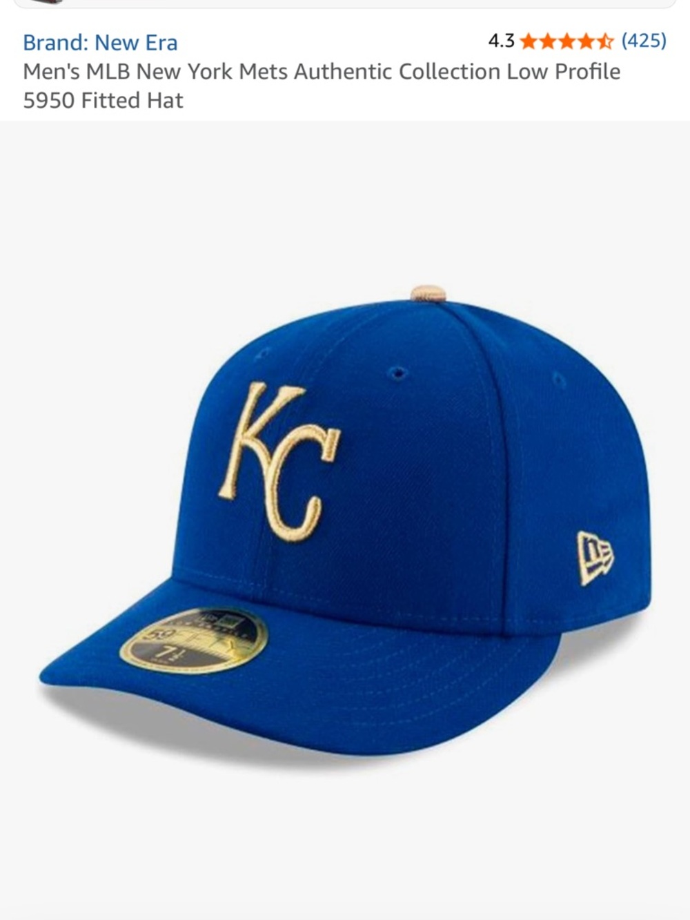 New Era Royals Fitted Cap in Royal Blue with white Embroidery